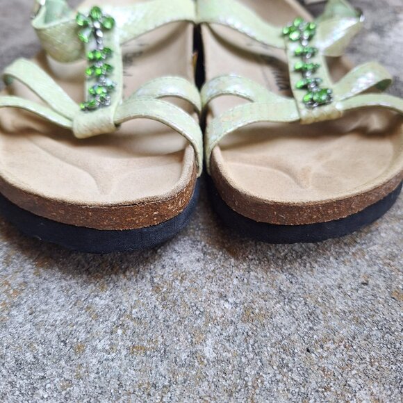 Birkenstock Betula  Green  TANGO  Sandals 8 Jeweled Lizard Grain Leather - Picture 4 of 8